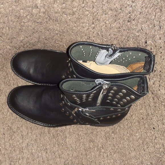BOULET-Engineer Biker Boot-Black Leather-Studded-Side Zip-Buckle Strap-Sz 10-NEW - Picture 8 of 9